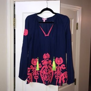 Lilly Pulitzer Royal Blue and Hot Pink Top